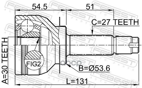 ШРУС наружный 30X53.6X27 subaru legacy 03- 0810