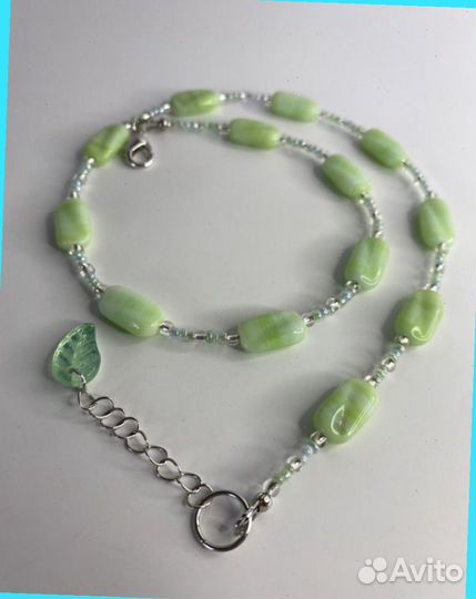 Зеленые бусы чешское стекло 44 см