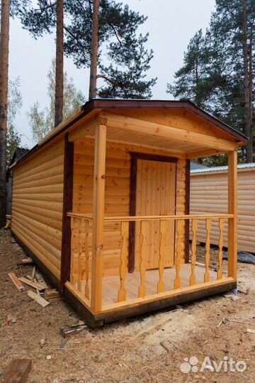 Перевозная баня из бруса 2.3 x 7 метров под ключ
