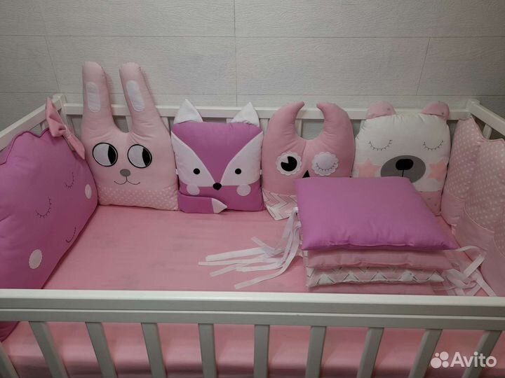 Бортики в детскую кроватку зверюшки