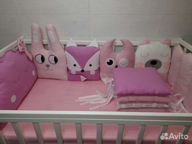 Бортики в детскую кроватку зверюшки