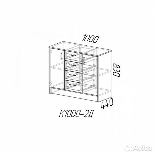 Комод К1000-2Д - Белый гладкий