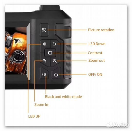 Промышленный эндоскоп 8mm Dual lens 1080p 5m 4.3