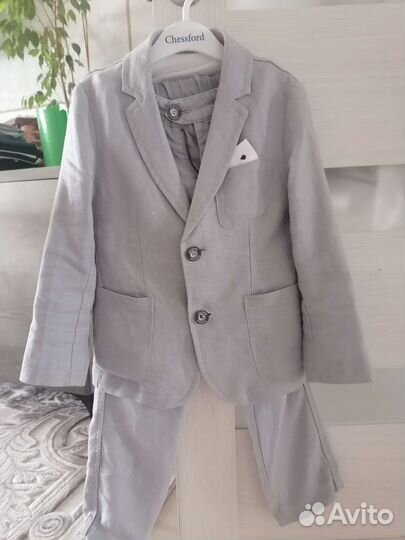 Школьный костюм для мальчика синий 128