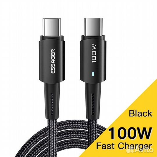 Кабели Essager USB C - USB C. Зарядный и дата 100W