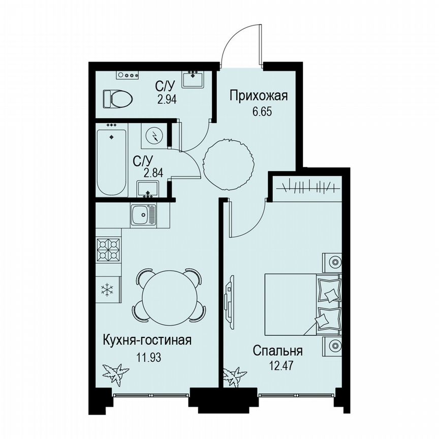 1-к. квартира, 36,8 м², 2/6 эт.