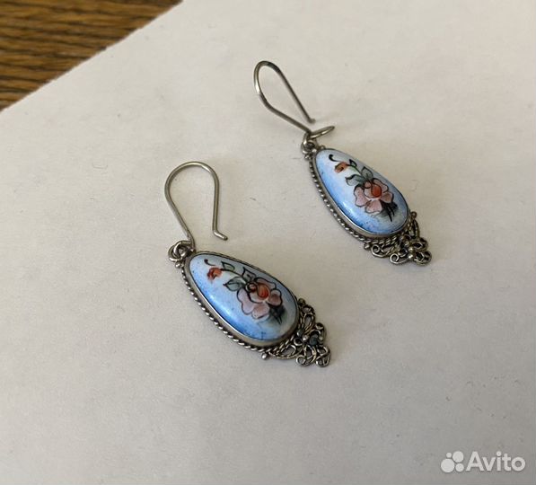 Серьги винтажные финифть СССР