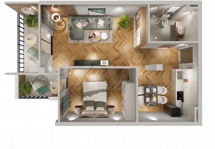 2-к. квартира, 55,5 м² (Грузия)