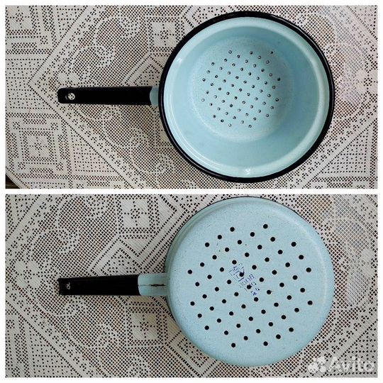 Коллекция голубой эмалированной посуды СССР