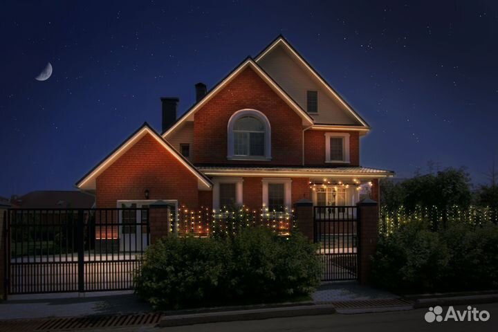 Подсветка домов гирляндой к новому году