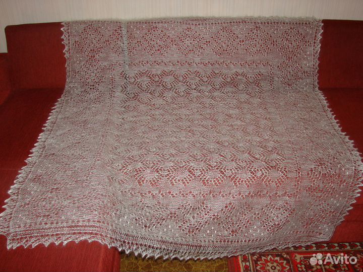 Пуховый платок паутинка белый из Оренбурга