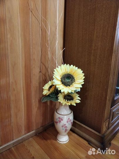 Ваза СССР с подсолнухами композиция