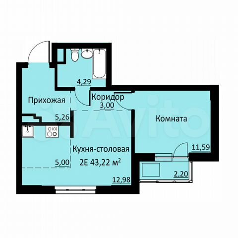 2-к. квартира, 43,2 м², 9/16 эт.