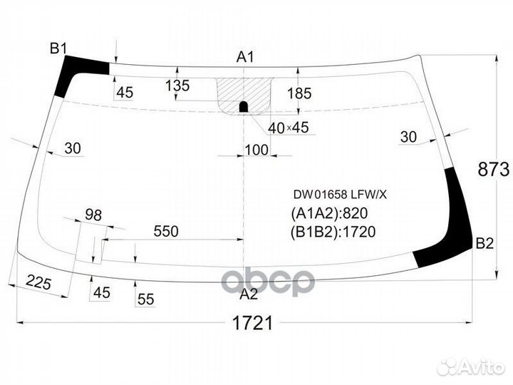 Стекло лобовое Chevrolet Tahoe 06-14 / Cadillac