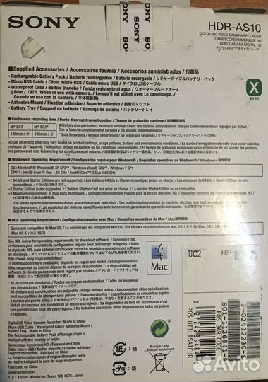 Экшн камера Sony HDR-AS10