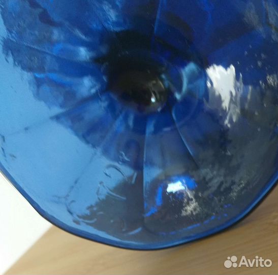 Ваза для фруктов на ножке цветное стекло СССР