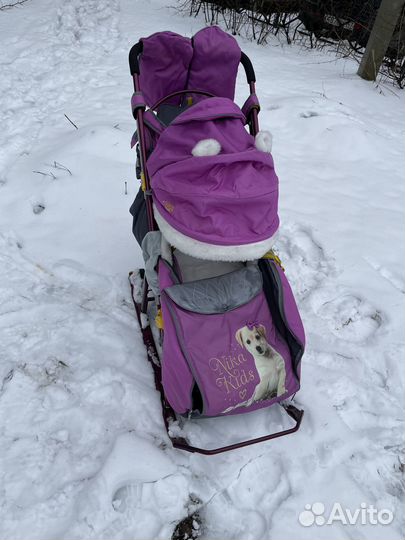 Санки коляска с выдвижной колесной базой