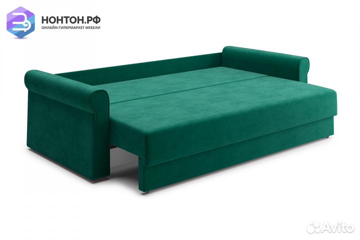 Диван еврокнижка Лира 3-х местный изумрудный