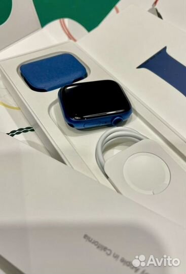 Часы Apple Watch 7 45mm Blue(как новые)