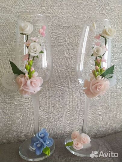Свадебные бокалы ручной работы