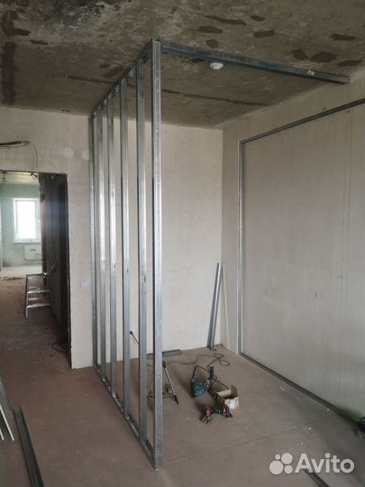 Монтаж гипсокартона, перегородки, все работы с гкл