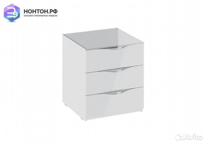 Тумба прикроватная Глосс с 3 ящиками белый глянец