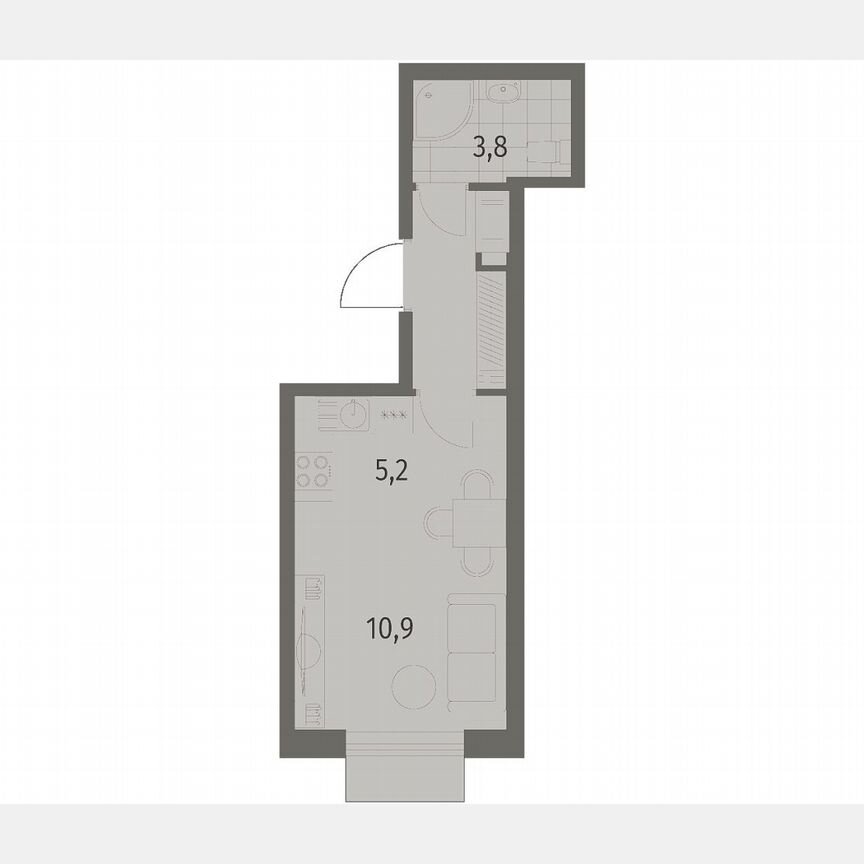 Квартира-студия, 23,6 м², 6/12 эт.