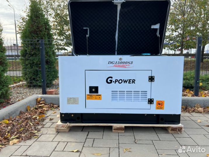 Дизельный генератор 13,5 kW G-power трехфазный DG1