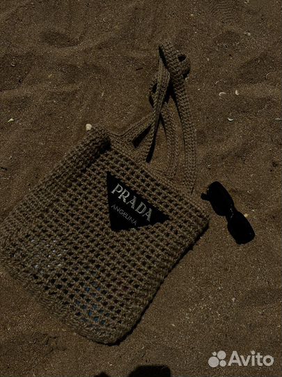 Cумка пляжная вязаная prada