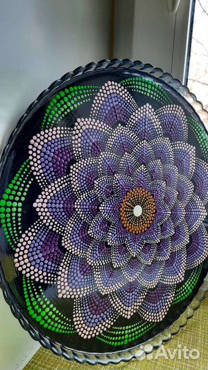 Блюдо стеклянное роспись