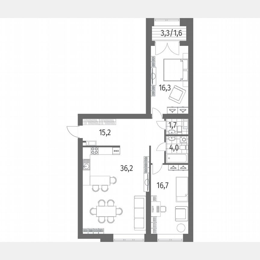 2-к. квартира, 91,8 м², 4/13 эт.