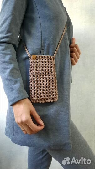 Вязаная сумка чехол для телефона
