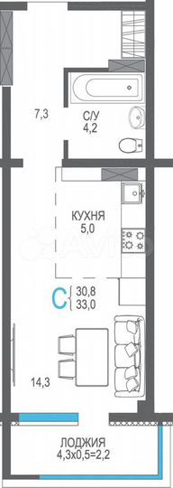 1-к. квартира, 33 м², 12/12 эт.