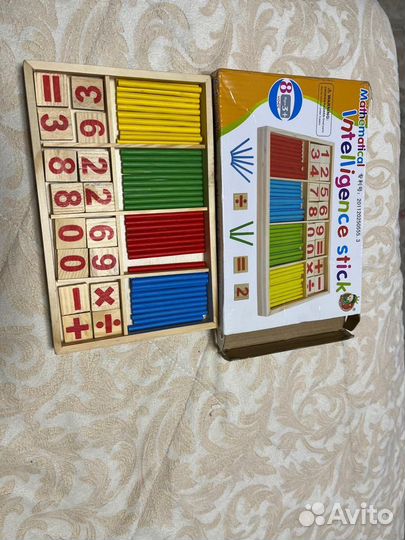 Счётные палочки кубики цыфры счёт математика 3+