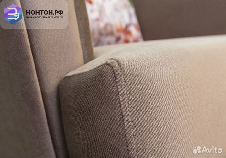 Кресло Ирис коричнево-бежевое / коричневые цветы