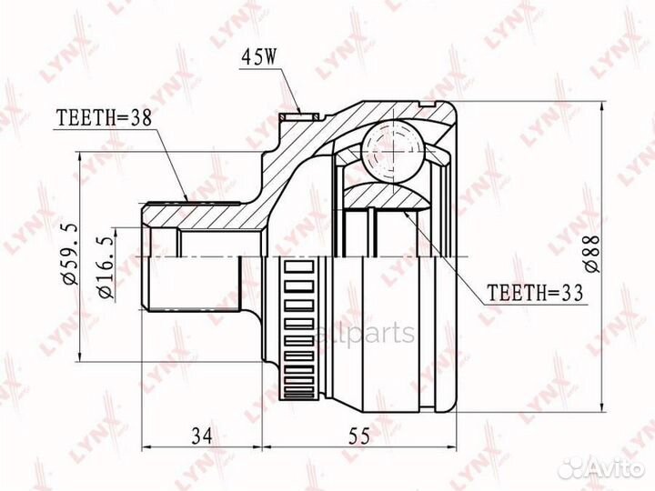 Lynxauto CO-1203A ШРУС наруж. ком/кт