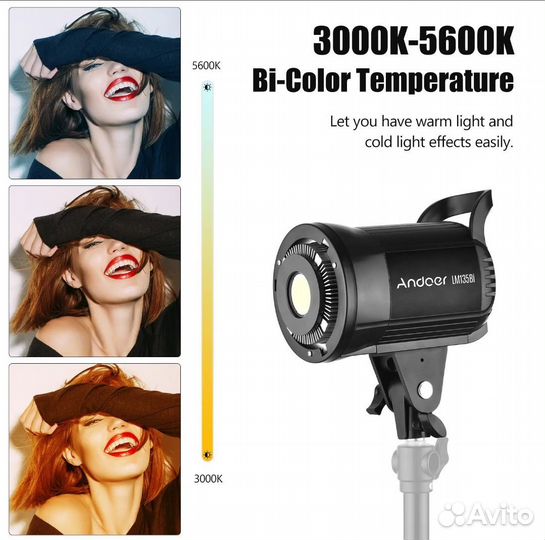 Яркий COB LED видеосвет Andoer LM135Bi и комплекты