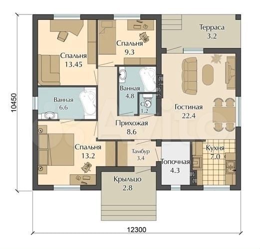Дом 128,5 м² на участке 6,5 сот.