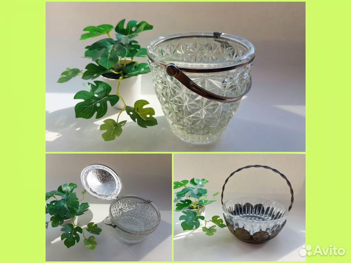 Сахарница конфетница СССР стекло