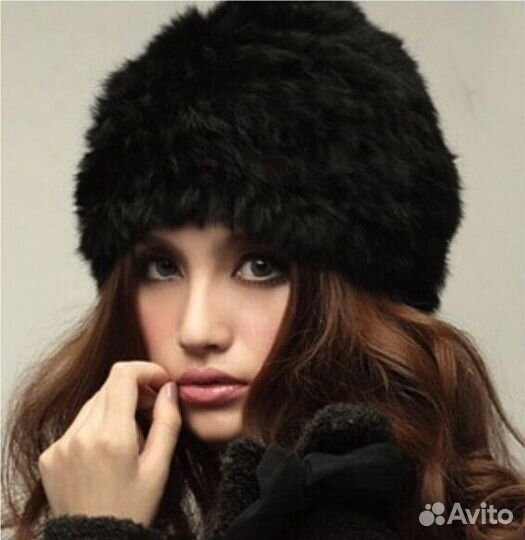 Шапка вязанный кролик новая