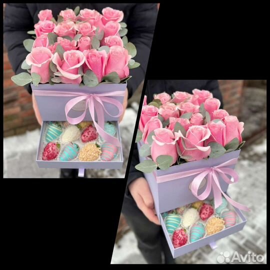 Клубника и шоколадные цветы на 1 сентября