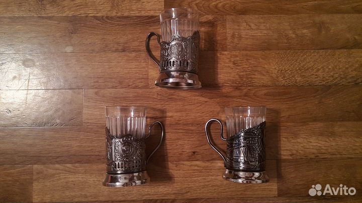 Мельхиоровый подстаканник со стаканом
