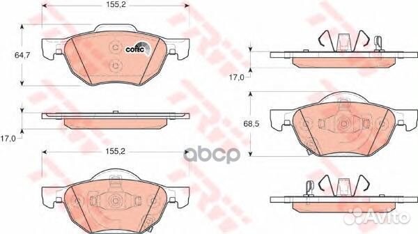 Колодки передние Honda accord 7 GDB3355 TRW