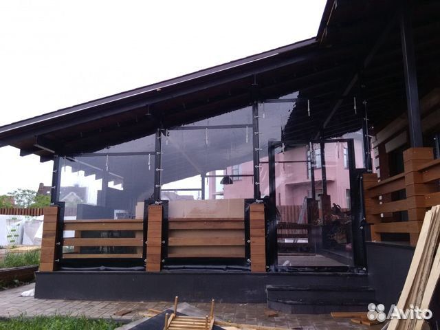 Мягкие окна, рулонные раздвижные для террасы, кафе