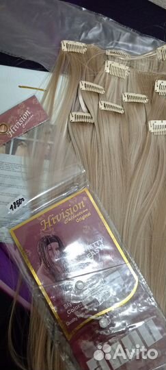 Волосы на заколках блонд