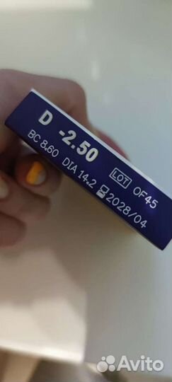 Линзы контактные D -2,5 ежемесячной замены