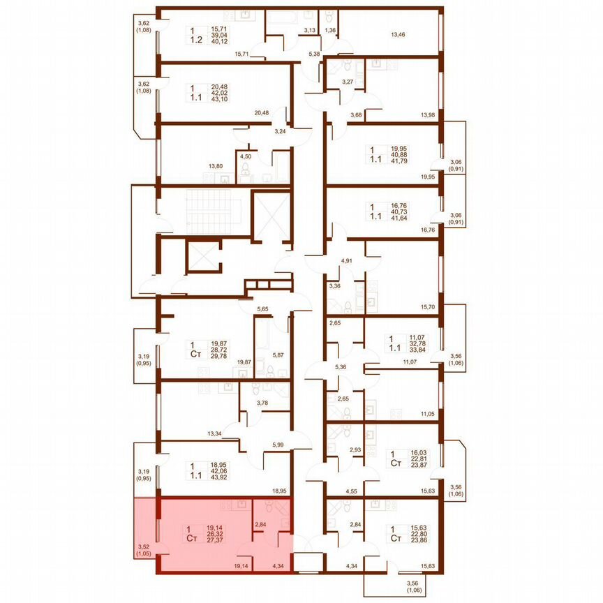 Квартира-студия, 27,4 м², 8/11 эт.