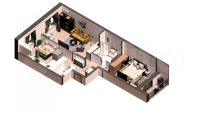 2-к. квартира, 69,3 м², 10/16 эт.