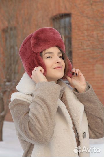 Шапка ушанка кролик