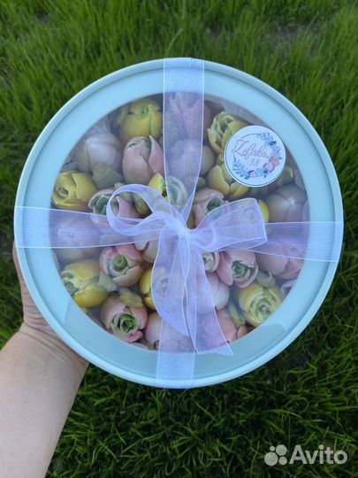 Букеты из зефирных цветов, крафтовый зефир